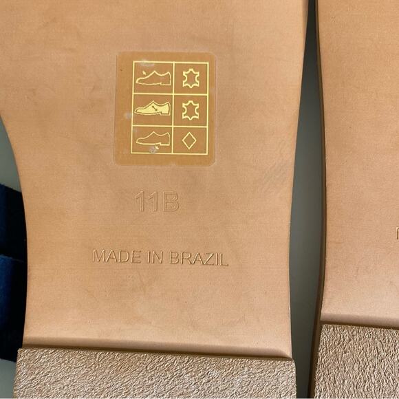 Splendid Navy Blue Leather Flat Sandals Women’s Size 11B - Picture 5 of 6